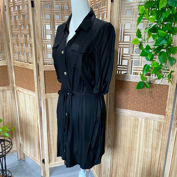 Black Button Down Shirt Dress - Picture 5 of 10